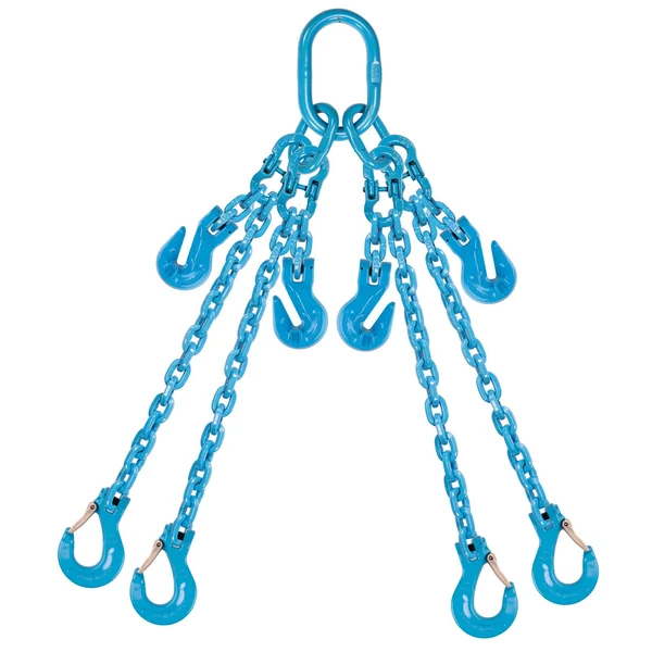 3/8" x 10' Pewag Adjustable 4 Leg Chain Sling w/ Sling Hooks - Grade 120