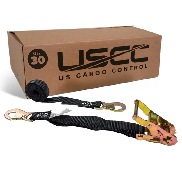 1" x 15' Ratchet Strap w/ Flat Snap Hooks | 30-Pack