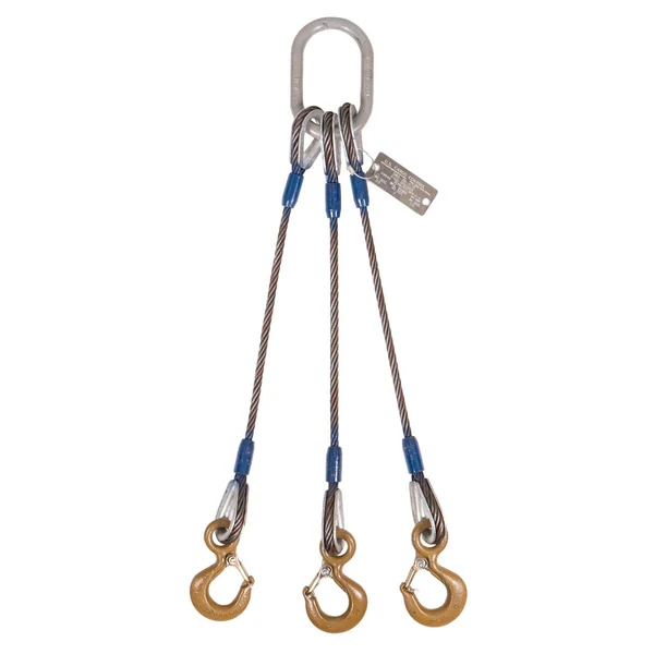 1/2" x 18' 3-Leg Wire Rope Bridle Sling with Crosby Eye Hooks | Domestic