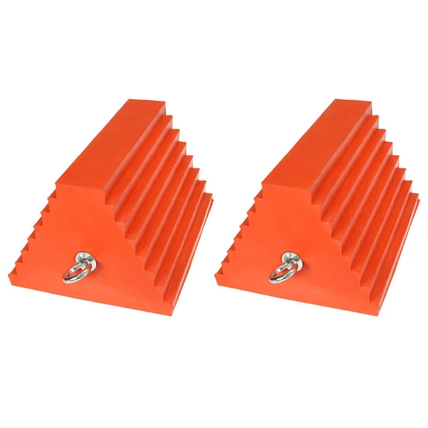 10" Urethane Double-Sided Wheel Chock with Eye Bolt - 2 Pack