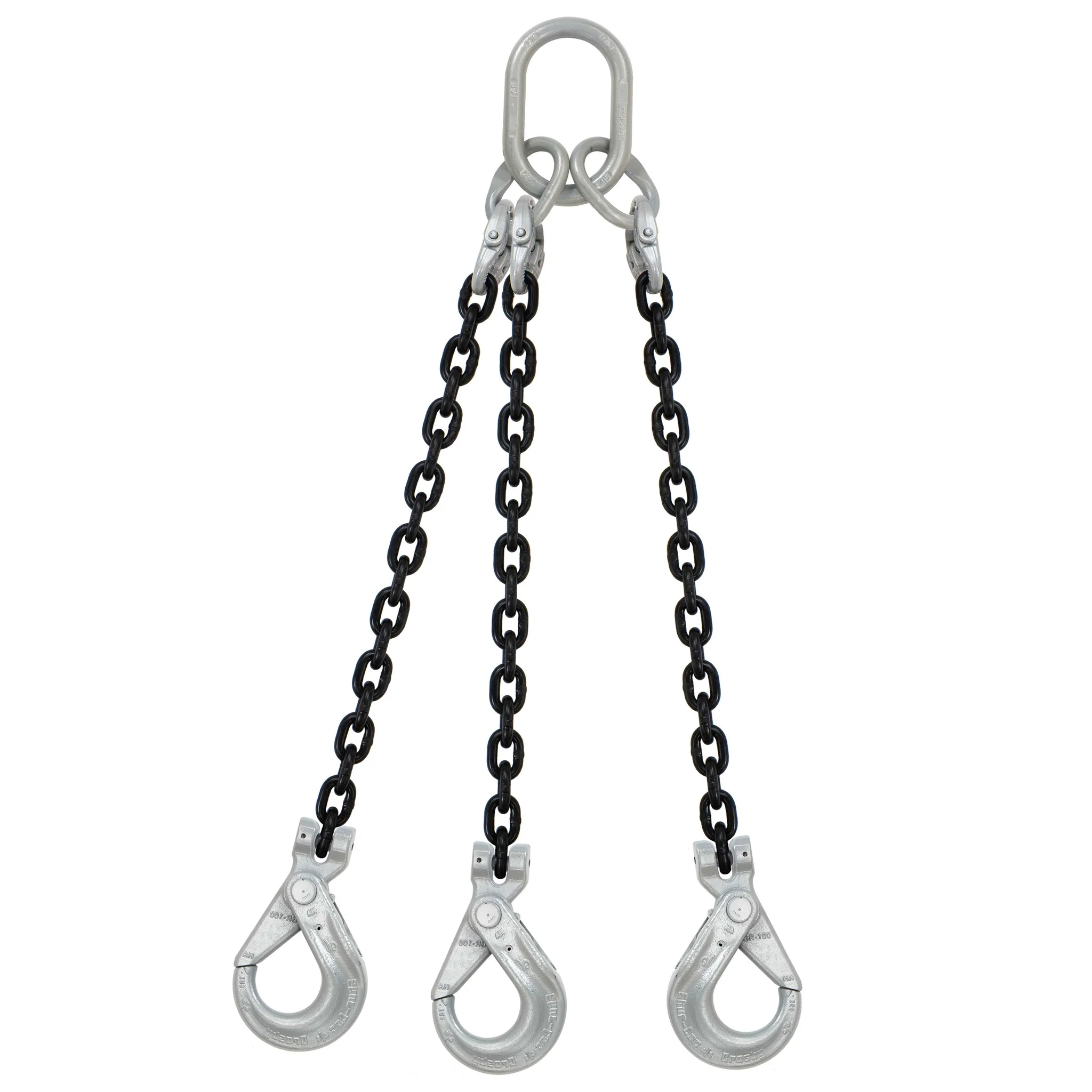 5/16" x 10' Domestic 3 Leg Chain Sling with Crosby Self-Locking Hooks - Grade 100