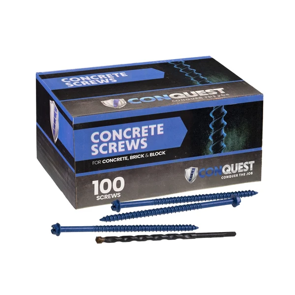 1/4" x 5" Conquest Hex Concrete Screw, Pkg 100
