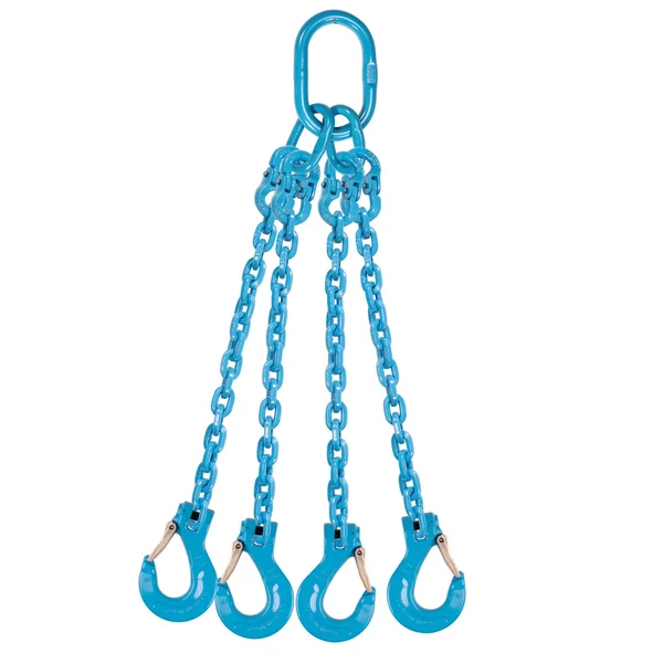 3/8" x 8' Pewag 4 Leg Chain Sling w/ Sling Hooks - Grade 120